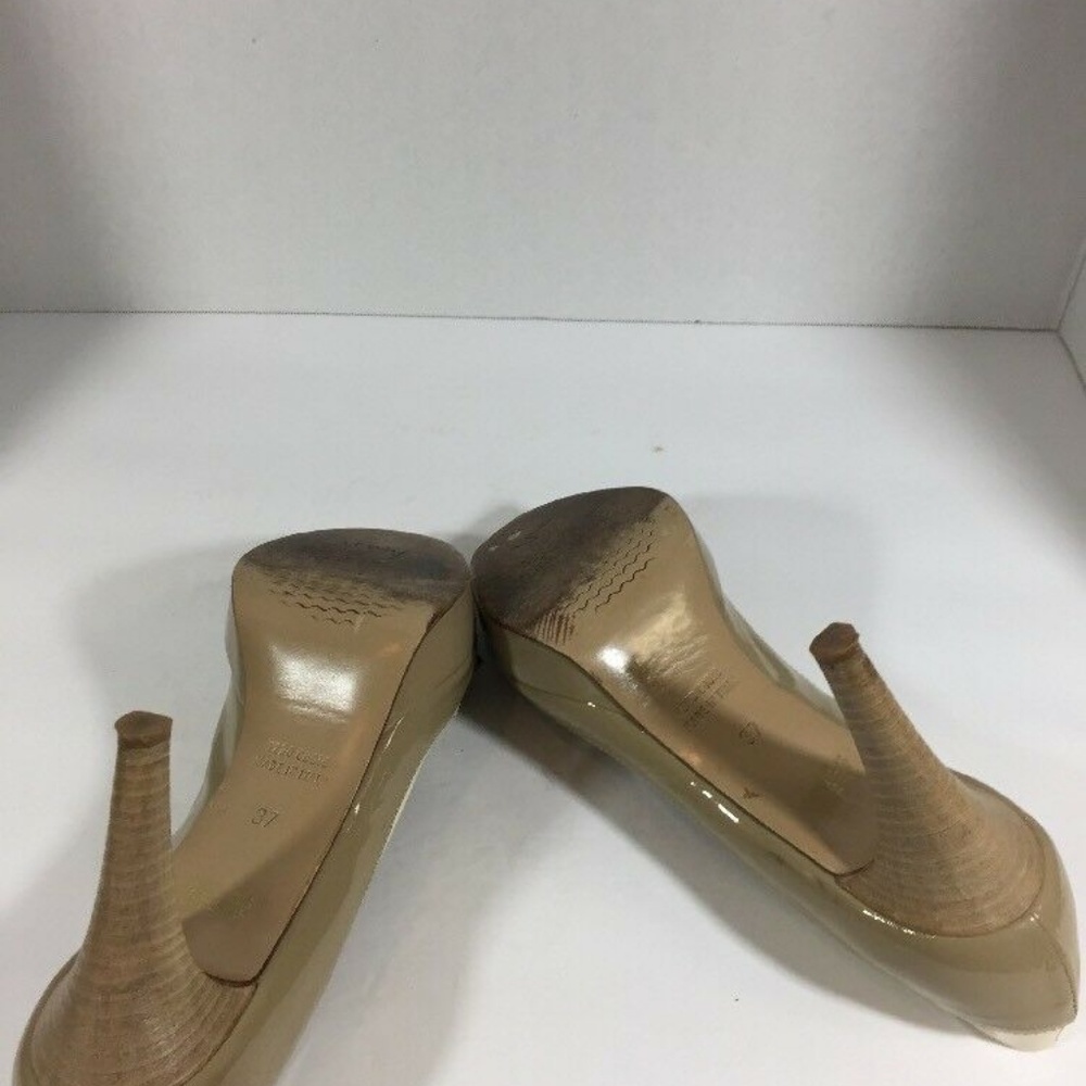 Melin Made in Italy Brown Creme Peep Toe  Leather - Picture 6 of 8